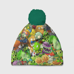 Шапка 3D c помпоном Plants vs zombies