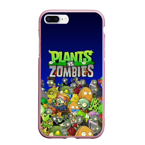 Чехол для iPhone 7Plus/8 Plus матовый Plants vs zombies, цвет розовый