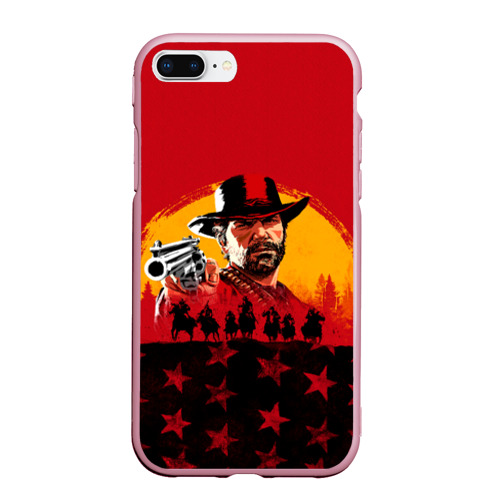 Чехол для iPhone 7Plus/8 Plus матовый Red Dead Redemption 2, цвет розовый