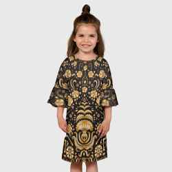 Детское платье 3D Золотые единороги и цветы - фото 2