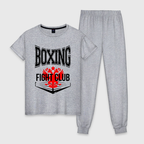 Женская пижама хлопок с принтом Boxing fight club Russia, вид спереди #2