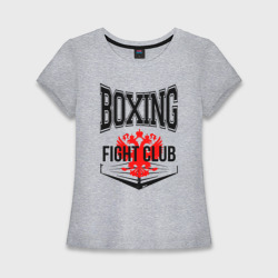 Женская футболка хлопок Slim Boxing fight club Russia