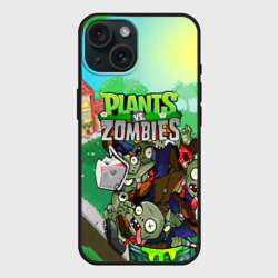 Чехол силиконовый для Apple iPhone 15 матовый Plants vs. zombies