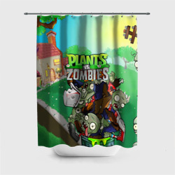 Штора 3D для ванной Plants vs. zombies