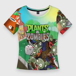 Женская футболка 3D Slim Plants vs. zombies