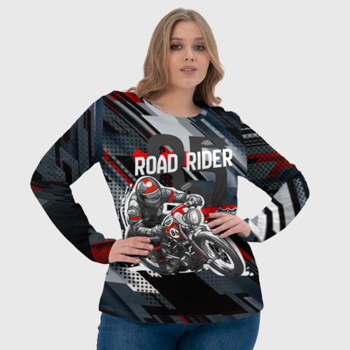 Женский лонгслив 3D Road rider мотоциклист , цвет 3D печать - фото 6