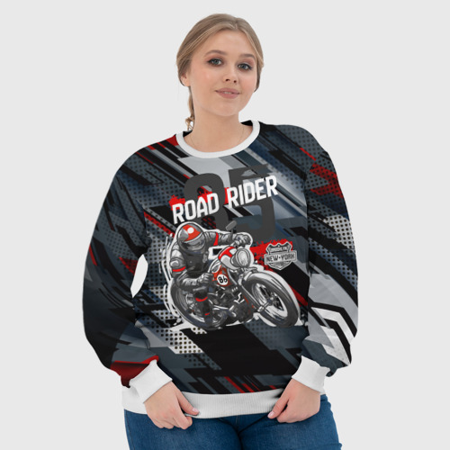 Женский свитшот 3D Road rider мотоциклист , цвет 3D печать - фото 6