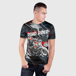 Мужская футболка 3D Slim Road rider мотоциклист  - фото 2