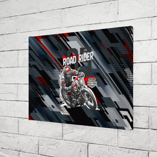 Холст прямоугольный Road rider мотоциклист , цвет 3D печать - фото 3