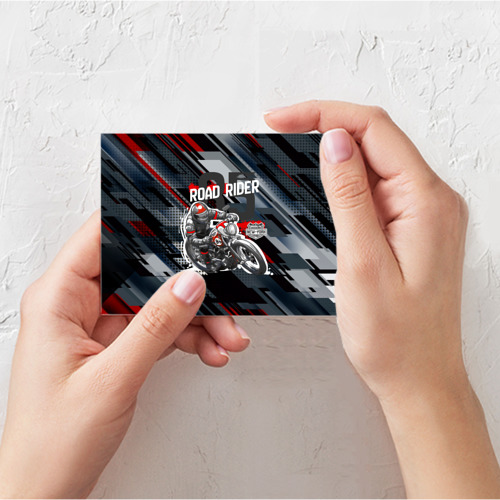 Поздравительная открытка Road rider мотоциклист , цвет белый - фото 3