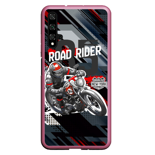 Чехол для Honor 20 Road rider мотоциклист , цвет малиновый