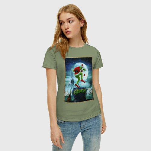 Женская футболка хлопок Гринч Похититель Рождества, цвет авокадо - фото 3