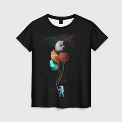 Женская футболка 3D Космонавт с шариками