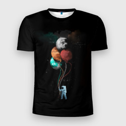 Мужская футболка 3D Slim Космонавт с шариками