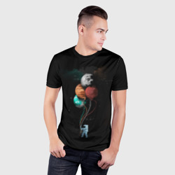 Мужская футболка 3D Slim Космонавт с шариками - фото 2