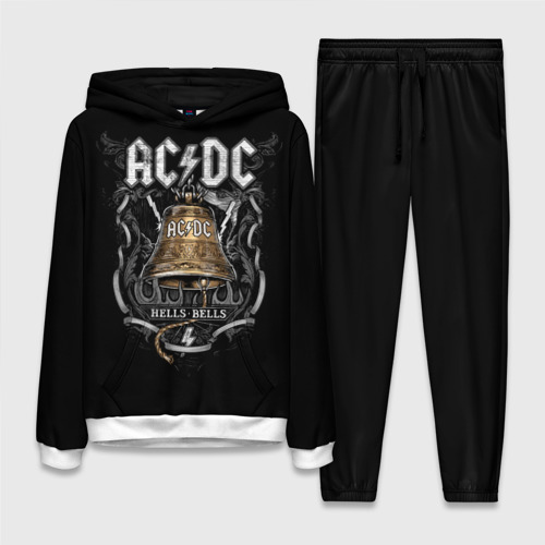 Женский костюм с толстовкой 3D AC/DC - hells bells, цвет белый