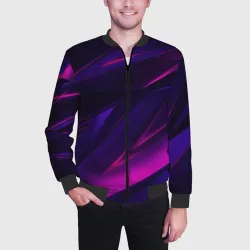 Мужской бомбер 3D Geometry stripes neon - фото 2