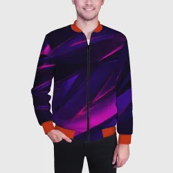 Мужской бомбер 3D Geometry stripes neon - фото 2