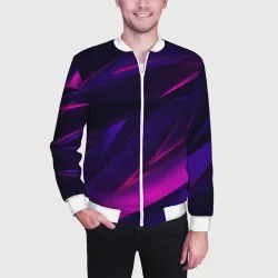 Мужской бомбер 3D Geometry stripes neon - фото 2