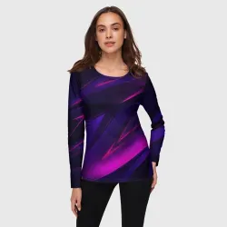 Женский лонгслив 3D Geometry stripes neon - фото 2