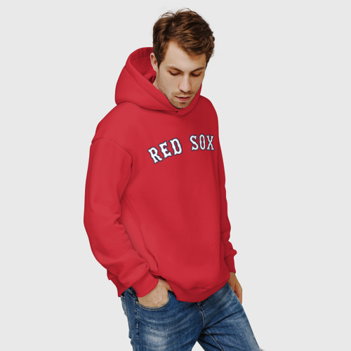 Мужское худи Oversize хлопок Red sox, цвет красный - фото 7