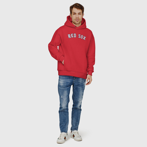 Мужское худи Oversize хлопок Red sox, цвет красный - фото 6