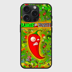 Чехол силиконовый для Apple iPhone 15 Pro матовый Plants vs Zombies