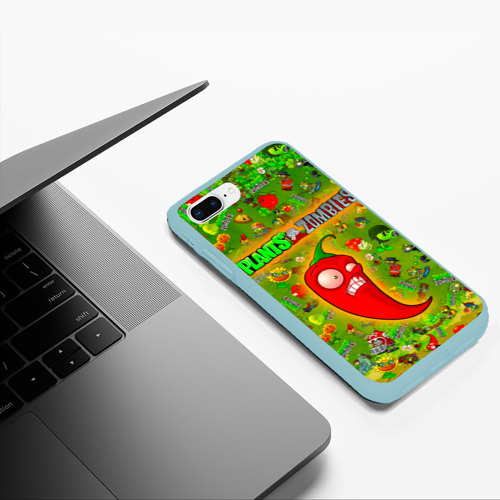 Чехол для iPhone 7Plus/8 Plus матовый Plants vs Zombies, цвет мятный - фото 5