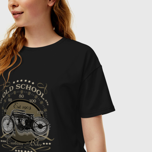 Женская футболка хлопок Oversize Первый серийный мотоцикл, цвет черный - фото 3