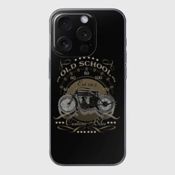 Чехол для iPhone 15 Pro силиконовый с защитой камеры Old school custom bike