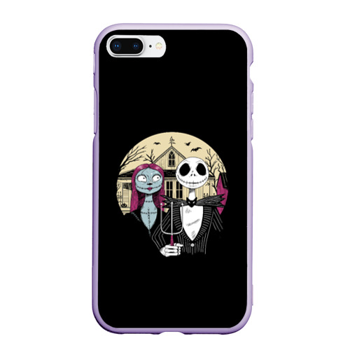 Чехол для iPhone 7Plus/8 Plus матовый The Nightmare Before Christmas, цвет светло-сиреневый