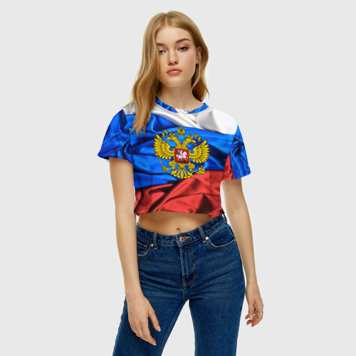 Женская футболка Crop-top 3D Россия - фото 3