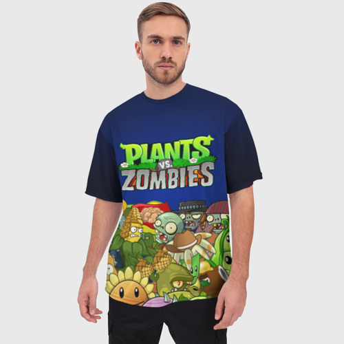 Мужская футболка oversize 3D Plants vs zombies, цвет 3D печать - фото 3