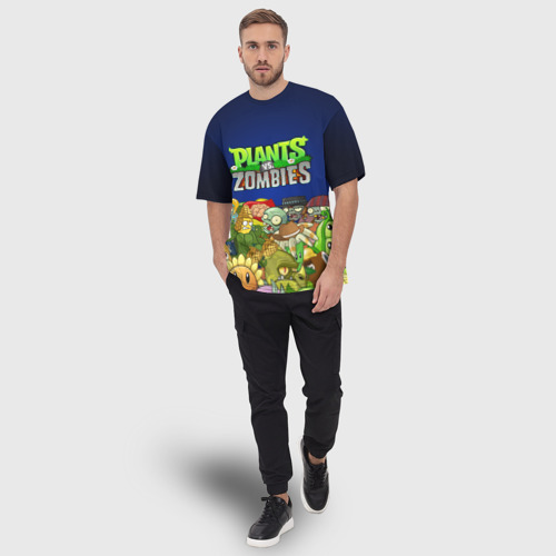 Мужская футболка oversize 3D Plants vs zombies, цвет 3D печать - фото 5
