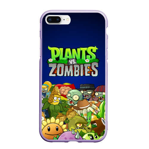 Чехол для iPhone 7Plus/8 Plus матовый Plants vs zombies, цвет светло-сиреневый