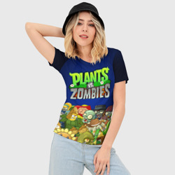 Женская футболка 3D Slim Plants vs zombies - фото 2