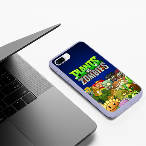 Чехол для iPhone 7Plus/8 Plus матовый Plants vs zombies, цвет светло-сиреневый - фото 5