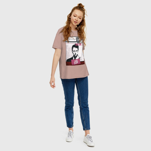 Женская футболка хлопок Oversize с принтом Бойцовский клуб, вид сбоку #3