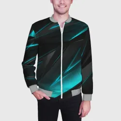 Мужской бомбер 3D Geometry stripes neon - фото 2