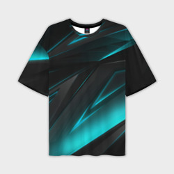 Мужская футболка oversize 3D Geometry stripes neon