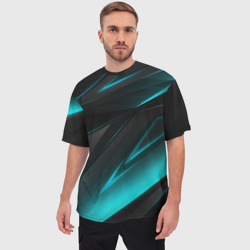 Мужская футболка oversize 3D Geometry stripes neon - фото 2