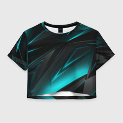 Женская футболка Crop-top 3D Geometry stripes neon