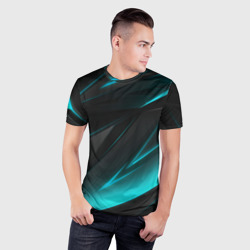 Мужская футболка 3D Slim Geometry stripes neon - фото 2
