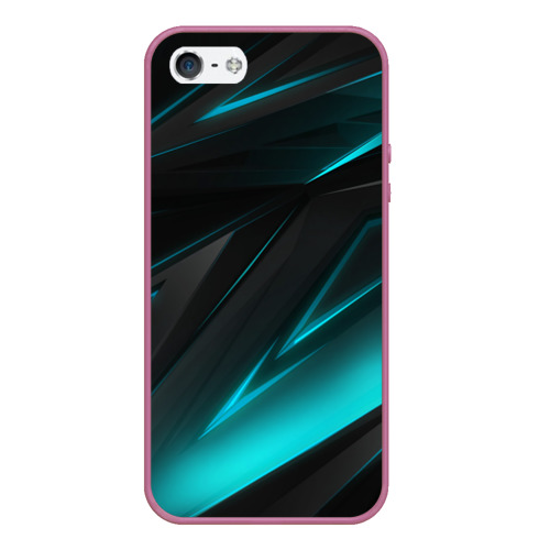 Чехол для iPhone 5/5S матовый Geometry stripes neon, цвет розовый