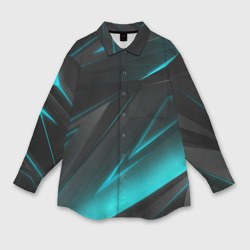 Мужская рубашка oversize 3D Geometry stripes neon