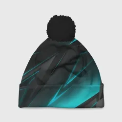 Шапка 3D c помпоном Geometry stripes neon