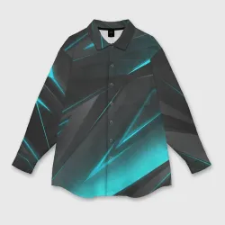 Женская рубашка oversize 3D Geometry stripes neon