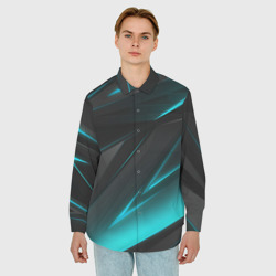 Мужская рубашка oversize 3D Geometry stripes neon - фото 2