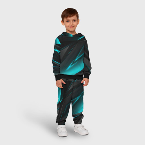 Детский костюм с толстовкой 3D Geometry stripes neon, цвет черный - фото 3