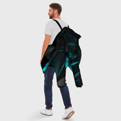 Куртка с принтом Geometry stripes neon для мужчины, вид на модели сзади №3. Цвет основы: черный